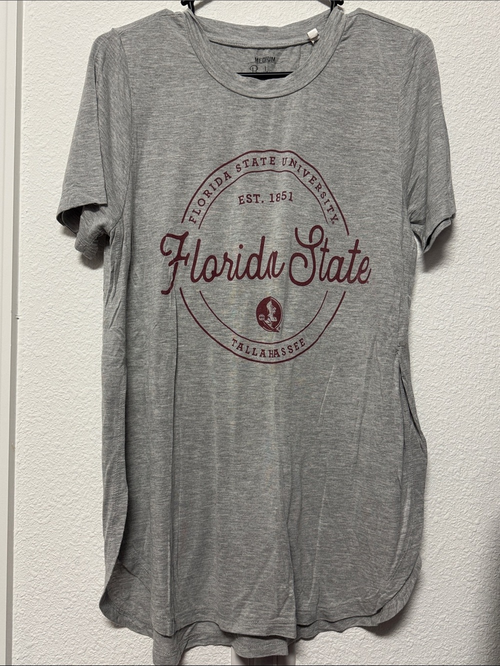 Pressbox Gray Tee with Maroon Florida State Crest
